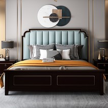 led 퀸침대 신혼침대 스타일의 단단한 나무 침대 오크 마스터 침실 더블 현대 미니멀 성인 두 번째 라이트 럭셔리 스토리지 하이 박스 웨딩, [01] 싱글 침대 멀티 컬러 옵션 메모, [01] 1500mmx2000mm, [01] 뼈대