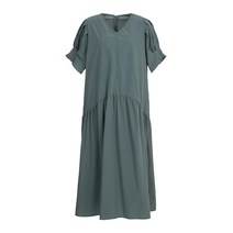 베스띠벨리 신상50%세일 여성여름원피스 고급원단 그린컬러 루즈핏 반소매 플리츠스커트 포인트 롱 쉬폰 원피스 빅사이즈원피스