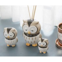 부엉이 도자기장식 가족소품 거실데코 미니어처장난감