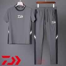 낚시 티셔츠 자켓 신제품 남성용 여름 낚시 반팔 티셔츠 정장 통기성 투피스 야외 스포츠 얼음 실크 세트