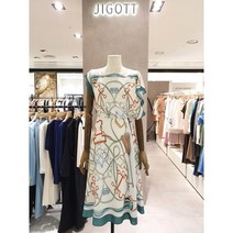 지고트[JIGOTT] JM6E0OP07 배색 프린트 플레어원피스