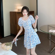 진주 넥라인 청순한 여리여리 반팔 여름 원피스 드레스 a라인