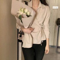 세리 블라우스 카라넥 랩 하객룩 탑