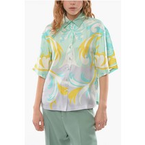 Emilio Pucci 숏 실브즈 PLANT MOTIF 실크 셔츠 1HRJ051H771018