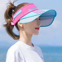골프모자 골프 모자 햇빛차단모자 썬캡 여성 야외운동 여성라이딩 코디하기쉬운 배색 태양 차양모자, 푸른
