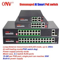 onv unmanaged smart 100m poe switch ieee 802.3afat vlan 250m transmission ai self-healing watch, 24 포트 포 스위치