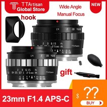DSLR 미러리스 렌즈 단 광각 망원 ttartisan 23mm f1.4 카메라 aps-c mf for canon ef-m eosm panasonic olympus m43 호환, 실버 블랙, 소니