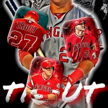 와우박스 LA 에인절스 마이크 트라웃(Mike Trout) 커스텀 야구 에어팟 버즈 하드 케이스, 유광 하드케이스, 버즈(밑판 검정색)