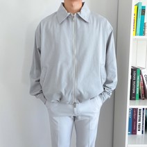 노마진컴퍼니 5컬러 여자 남자 루즈핏 솔리드 카라넥 지퍼 여밈 면 점퍼 자켓 (M-XL)