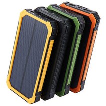 태양 전원 은행 진짜 20000 mah 듀얼 usb 외부 방수 폴리머 배터리 충전기 야외 조명 모바일 powerbank|Solar Cells|, 1개, 단일, Black