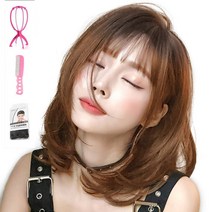 가발위드 중단발 투톤 리앤 통가발1개+가발걸이1개+가발전용빗1개+가발망1개 세트상품, 블랙허니브라운, 1세트