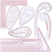 아마존 9 피스 프랑스 메트릭 눈금자 경사진 투명 자 커브 모양 측정 플라스틱 바느질 도구 DIY 세트 드레스 제작 공예 경품 9가지 스타일