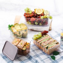차곡차곡 밀폐용기 2+2 냉장고정리 및 수납용기 전자렌지 소분용기 사각 반찬통 도시락 피크닉 냉동실정리용기 적층수납, 차곡차곡 우유 460ml x 4