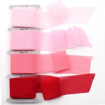 리본빌 쉬폰 리본끈 세트 주름 리본(4색 3마씩), F.레드&핑크(Red&Pink)
