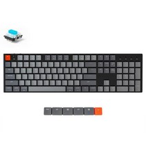 Keychron K1 V4 X 104 키 초박형 무선 블루투스 USB 기계식 컴퓨터 로우 프로파일 키보드 Mac용 흰색 LED 백라이트, 협동사, 블루 스위치