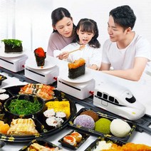 초밥기계 기관차 홈오마카세 전동 레일 트랙 회전초밥기계 파티 가족 테이블, (표준모델)3단회전자동차세트+모의초밥가방