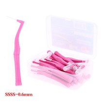 치면착색제 교정용왁스 치과용 고리 유아 아기치실 20pcs 치열 교정기 치간 브러시 치아 사이 청소 미니 칫솔 인터 치과 청소 여행 휴대용 박스형, 분홍색