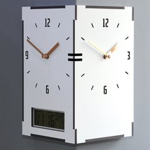 액티라이프 코너 벽시계 (화이트) 인테리어 양면 시계, 직사각캘린더