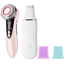 뷰티디바이스5In 1 페이셜 메조테라피 리프팅 디바이스 EMS 페이스 마사지기 및 초음파 스킨 스크러버 진동, 04 Pink set no box