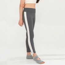 요가피기 YP10421 사이드 라인 벨벳 레깅스 멜란지그레이 키즈 요가복 필라테스복 반팔