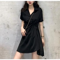 여성원피스 1P 허리 주름 캐주얼 여름 반팔 원피스