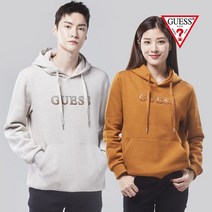 게스 유니 로고 기모 후드 풀오버 NM4K0266