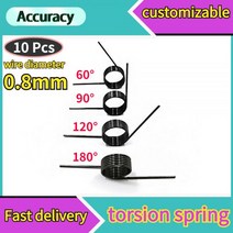 10 Pcs 와이어 직경 0.8mm 369 코일 스프링 스틸 V스프링 비틀림 작은 머리핀 1801209060 학위, 2.4mm(3 laps ), 0.8mm(90 degrees), 8.0mm(10pcs)