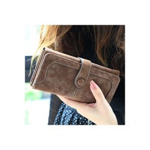 여성용 인조 스웨이드 장지갑 무광 가죽 레이디 지갑 카드 홀더 클러치 많은 부서용