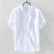 본컴퍼니 남성 여름 얇은 단추 면마 캐주얼 반팔 티셔츠 B621