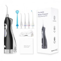 구강 Irrigator USB 충전식 물 Flosser 휴대용 치과 워터 제트 4 팁 탱크 방수 분리형 치아 클리너, CHINA_Black