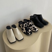 헤라슈HS2075 절개라인 심플 스퀘어 뮬 슬리퍼 힐 6cm