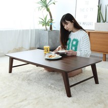 접이식 좌식테이블 거실 원목좌탁 좌식 식탁 커피 티테이블, 브라운