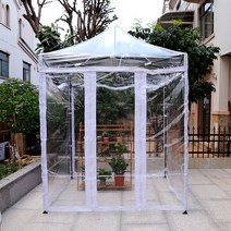 투명 보온 텐트 천막 비닐하우스 캐노피 난방 포장마차 비닐하우스, 2x2M 블랙프레임 커버