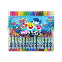 종이나라 핑크퐁 상어가족 나라싸인펜 16색, 혼합 색상, 3세트