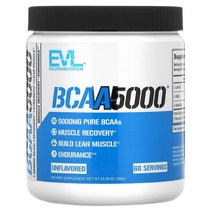 EVLution 뉴트리션 BCAA 5000 무맛 10.58 oz (300 g) 헬스보충제 아미노산 근육회복