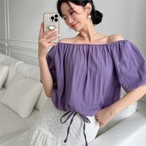 룩스룩스 룩스룩스 자가드 볼륨 퍼프 립넥 블라우스 (8809632)