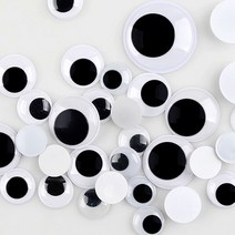 (재미스쿨) 1000 인형눈알 눈알 스티커 접착 비접착 공예 DIY ( 소포장x1봉 ), 18mm