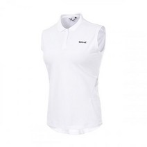 볼빅 골프웨어 22SS 여성 골프 스트라이프 배색 슬리브리스 카라 티셔츠 VLTSJ515_WH