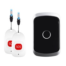 지능형 무선 호출기 초인종 노인 전화 벨 비상 80m 원격 미국 EU 영국 플러그 홈 끈 SOS 버튼 알람 차임, 16 black 2x1_02 EU