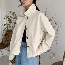 [랜덤플레이] 솔리드 루즈핏 가죽 긴팔 자켓