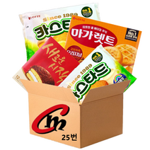 cm전용 박스 25번 대용량 파이 3종 모음 (롯데카스타드 2개+오리온초코파이 1개+마가렛트 1개) 합4개, 1세트