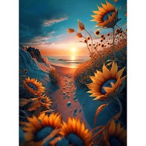 노을해바라기 우드 직소퍼즐 해가 진 바다 달빛 황금재물 금전운 가져다주는 풍경화 조각퍼즐 어르신 수월하시는 효도선물 그림퍼즐 집콕취미 스트레스 해소 최신상, 노을해바라기 퍼즐도안16, 300피스