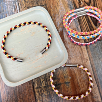 가죽 팔찌 만들기 DIY키트 매듭 여자 남자 커플, 오렌지, 1개