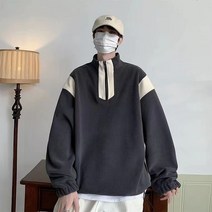 반집업 폴라폴리스 맨투맨 트렌드 ins 고급스러움 헤비 반하이넥 오버핏 코트 겨울 기모 도톰