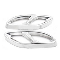 소리박 가변 가상 배기 2pcs 스테인레스 스틸 파이프 커버 트림 메르세데스 벤츠 a b c e glc gle class w176 w246 w205 w213 amg 자동차, 은