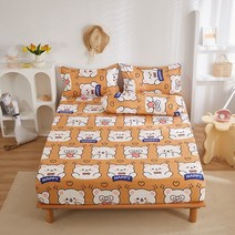 라지킹침대 Winter Bed Cover Polyester Fitted Sheet King Queen Size Bedspread All-around Elastic Rubber Ba, [04] 200x220x25cm 1pcs, [05] 5