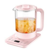 전기냄비 멀티쿠커 라면 전기 포트 분유포트 티 주전자 전기포트 미니 커피 220V 가정용 건강 냄비 다기능 스마트 높은 붕규산 유리 스튜 18L, pink 색상+with filter+UK