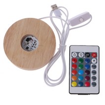 수지 디스플레이 목재 조절 가능한 RGB LED 라이트베이스 DIY 야간 조명 가정 장식, 직경 10cm