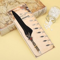 입문용 수제 만년필 입문 저가 세필 딥펜 레트로 자연 거위 깃털 간단한 서예 진, 검은 색