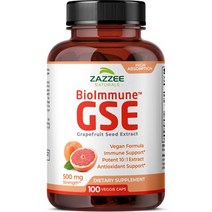 재즈 바이오이뮨 그레이프후르츠(자몽) 씨앗 추출물 GSE 500mg 100비건캡슐, 개